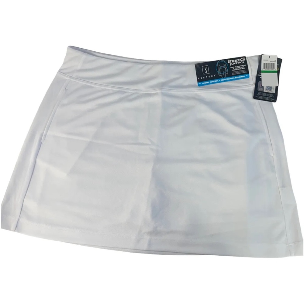 PGA Tour Womens White UPF 50 Stretch Waistband Golf Athletic Skort Size Large